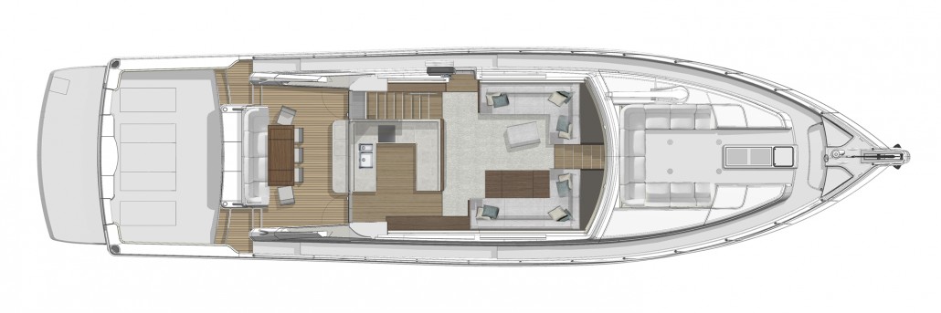 Owners have the option of selecting a massive forward entertaining area to complement the 72’s impressive entertaining attributes, which include a spacious saloon and massive mezzanine deck.