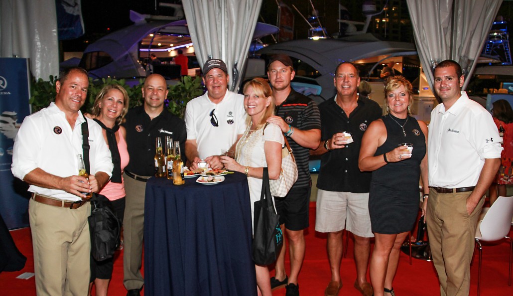 Catching up with old friends and making new friends at the Riviera marina party at FLIBS