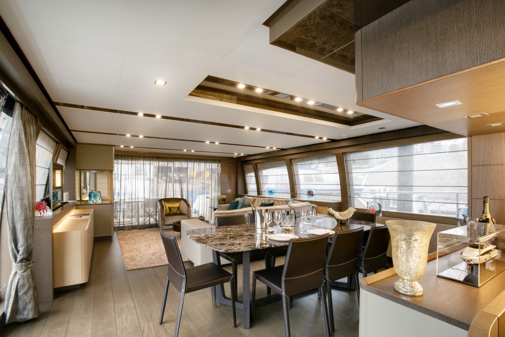 Interior photos of the Ferretti 960 at Ap Lei Chau on March 08 2016 in Hong Kong, China. Photo by Xaume Olleros