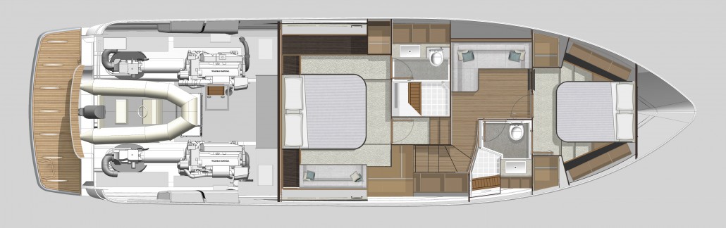The 5400 Sport Yacht optional accommodation layout
