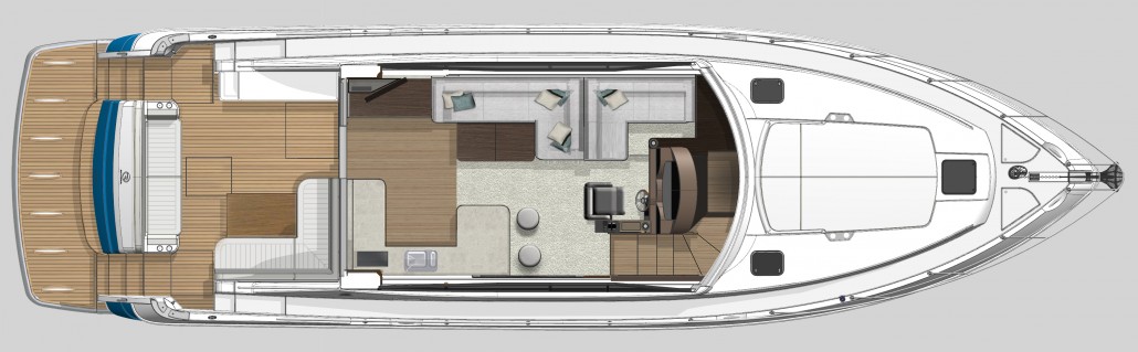 The Riviera 5400 Sport Yacht Saloon layout