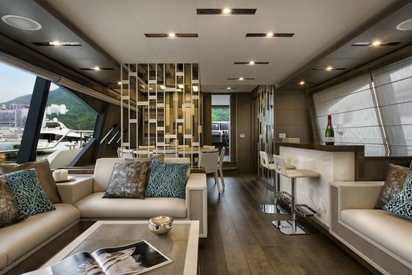 Interiors of Ferretti 850 at Ap Lei Chau, Hong Kong. Photo by Xaume Olleros / 1.4 images